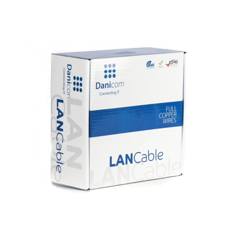 Kabel DANICOM CAT6 FTP 100m na rolce, sztywny - LSZH (Eca)