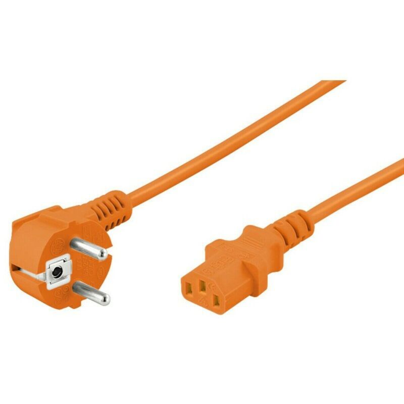 Kabel zasilający Schuko kątowy do C13 2m pomarańczowy