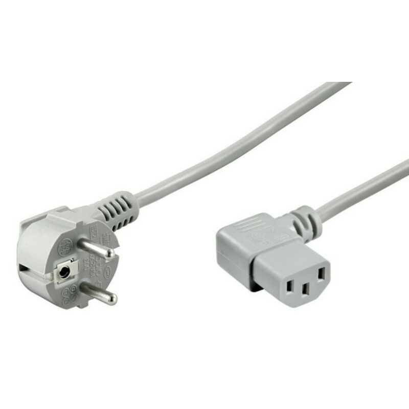 Kabel zasilający Schuko do C13 kątowy 2m szary