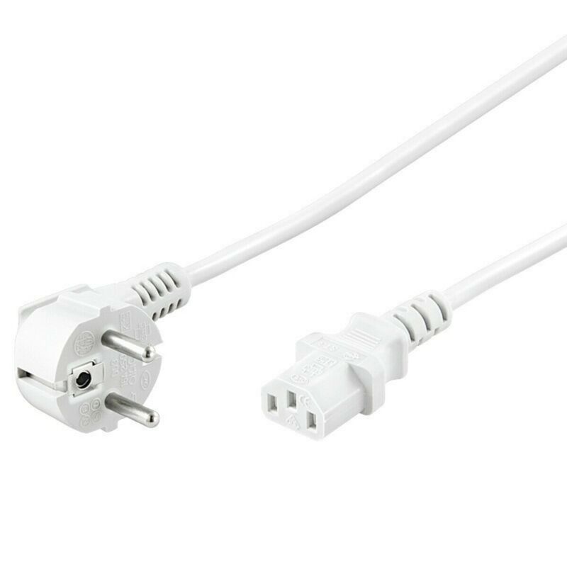 Kabel zasilający Schuko kątowy do C13 1,50m biały