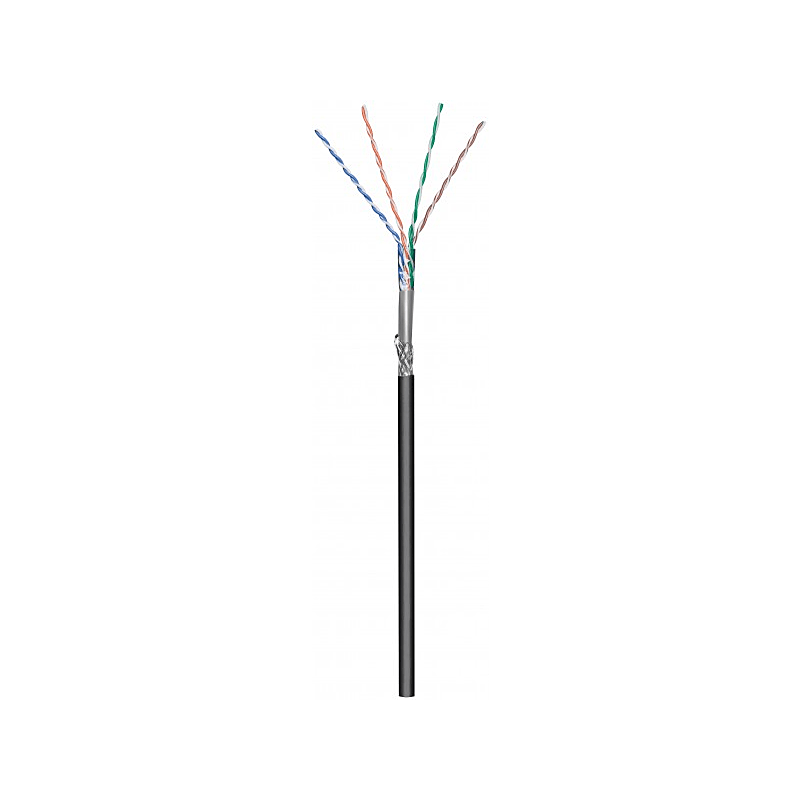 Kabel zewnętrzny CAT6 SF/UTP 100m na szpuli sztywny czarny CCA