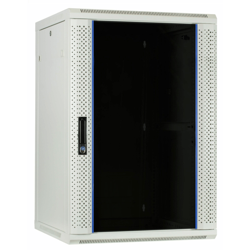 Szafka ścienna biała 22U z drzwiami szklanymi 600x600x1100mm (szer. x gł. x wys.)