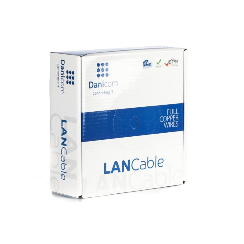 DANICOM CAT6A U/UTP 50m cable on roll rigid - LSZH (Eca)