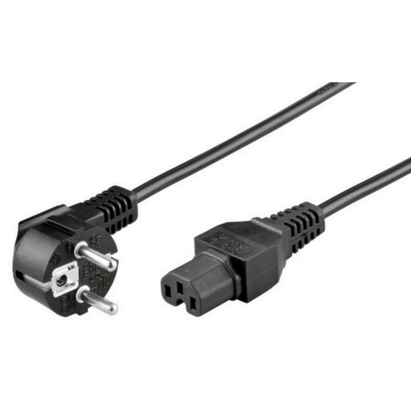 Kabel zasilający kątowy Schuko do C15 2m czarny