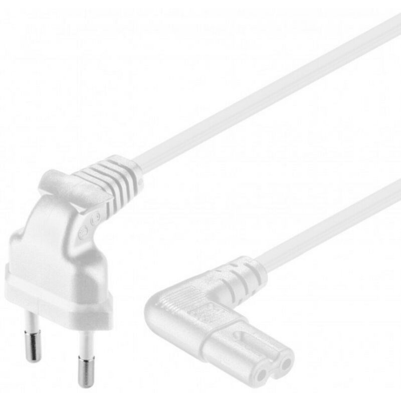 Kabel zasilający kątowy wtyk euro do C7 3m biały