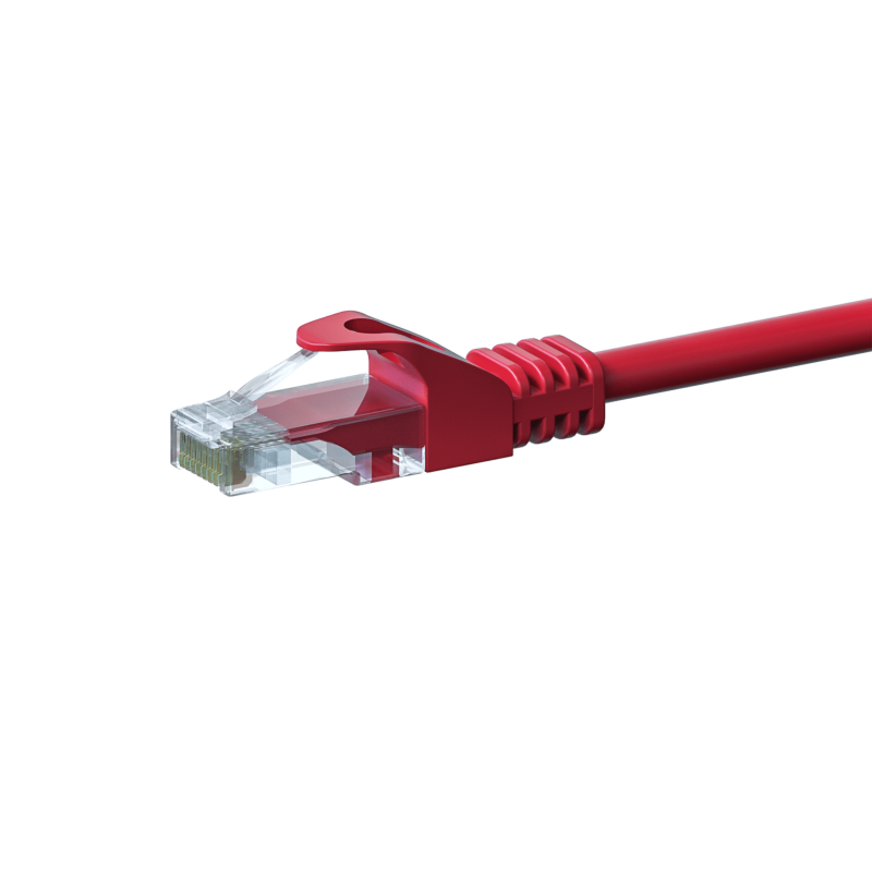 Kabel krosowy UTP CAT5e 0,25m czerwony - 100% miedź
