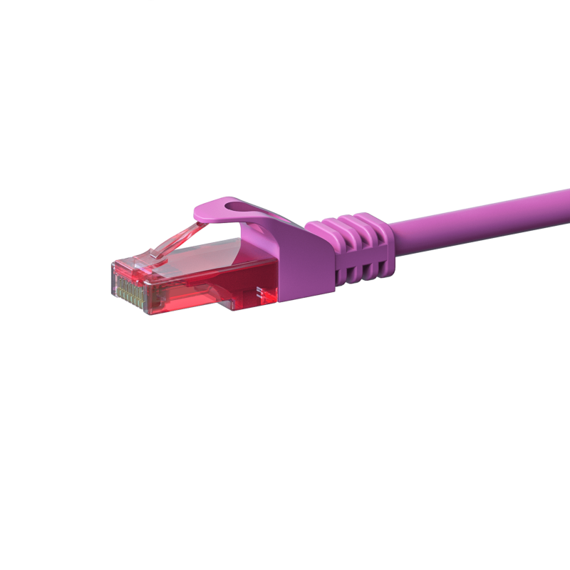 Kabel krosowy UTP CAT6 0,25 m różowy - 100% miedź