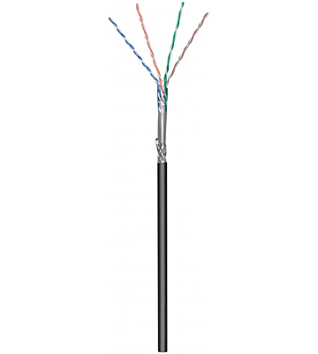 Kabel zewnętrzny CAT6 SF/UTP 305m na szpuli sztywny czarny CCA