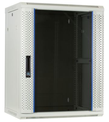 Szafka ścienna biała 15U z drzwiami szklanymi 600x450x770mm (szer. x gł. x wys.)