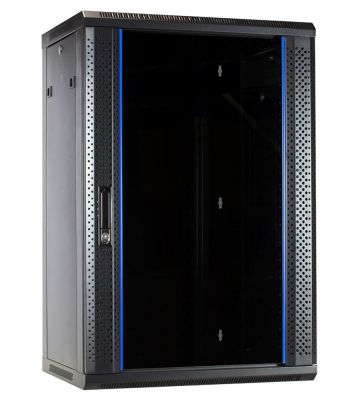 Szafka ścienna 18U z drzwiami szklanymi 600x450x900mm (szer. x gł. x wys.)