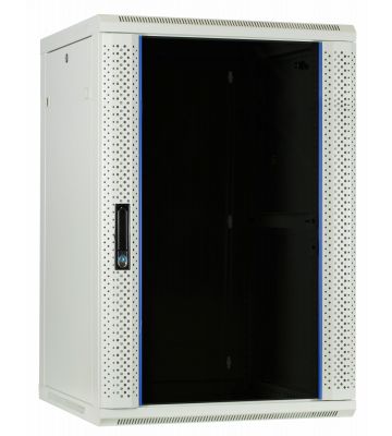 Szafka ścienna biała 18U z drzwiami szklanymi 600x600x900mm (szer. x gł. x wys.)