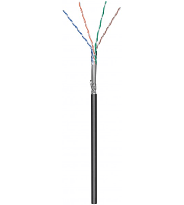 Kabel zewnętrzny CAT6 SF/UTP 100m na szpuli sztywny czarny CCA