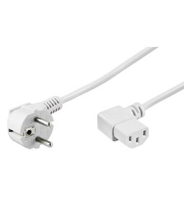 Kabel zasilający Schuko do C13 kątowy 2m biały