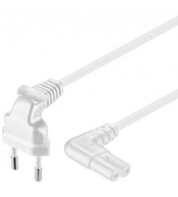 Kabel zasilający kątowy wtyk euro na C7 1,50m biały