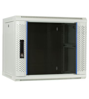Szafka ścienna 9U biała z drzwiami szklanymi 600x450x500mm (szer. x gł. x wys.)