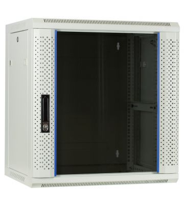 Szafka ścienna biała 12U z drzwiami szklanymi 600x450x635 mm (szer. x gł. x wys.)