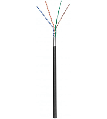Kabel zewnętrzny CAT5e FTP 100m na szpuli, elastyczny, czarny, CCA