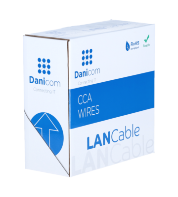 Kabel CAT5e F/UTP 50m na bębnie, elastyczny, szary, CCA