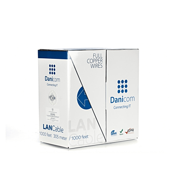 Kabel DANICOM CAT6 100% miedziany UTP 305m na rolce sztywny - LSZH (Cca)
