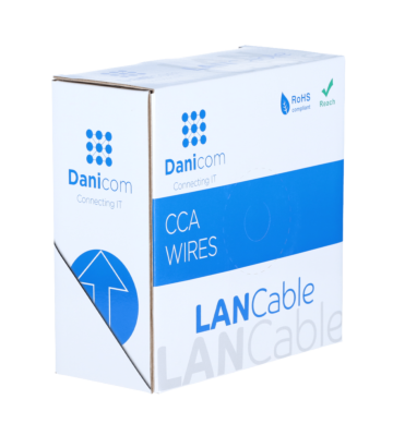 Kabel CAT6 SF/UTP 50m na szpuli elastyczny szary CCA
