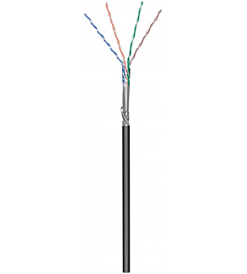 Kabel zewnętrzny CAT6 SF/UTP 50m na szpuli, elastyczny, czarny, CCA