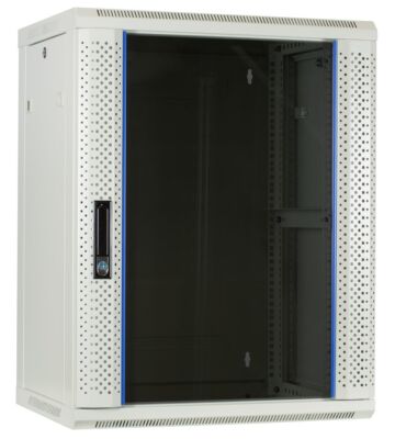 Szafka ścienna biała 15U z drzwiami szklanymi 600x450x770mm (szer. x gł. x wys.)