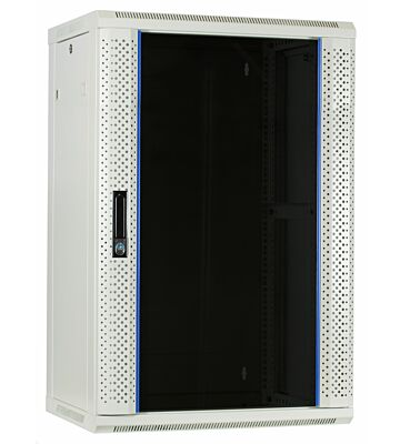 Szafka ścienna biała 18U z drzwiami szklanymi 600x450x900mm (szer. x gł. x wys.)