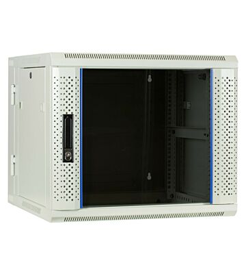 Szafka ścienna biała 9U (uchylna) z drzwiami szklanymi 600x600x500 mm (szer. x gł. x wys.)