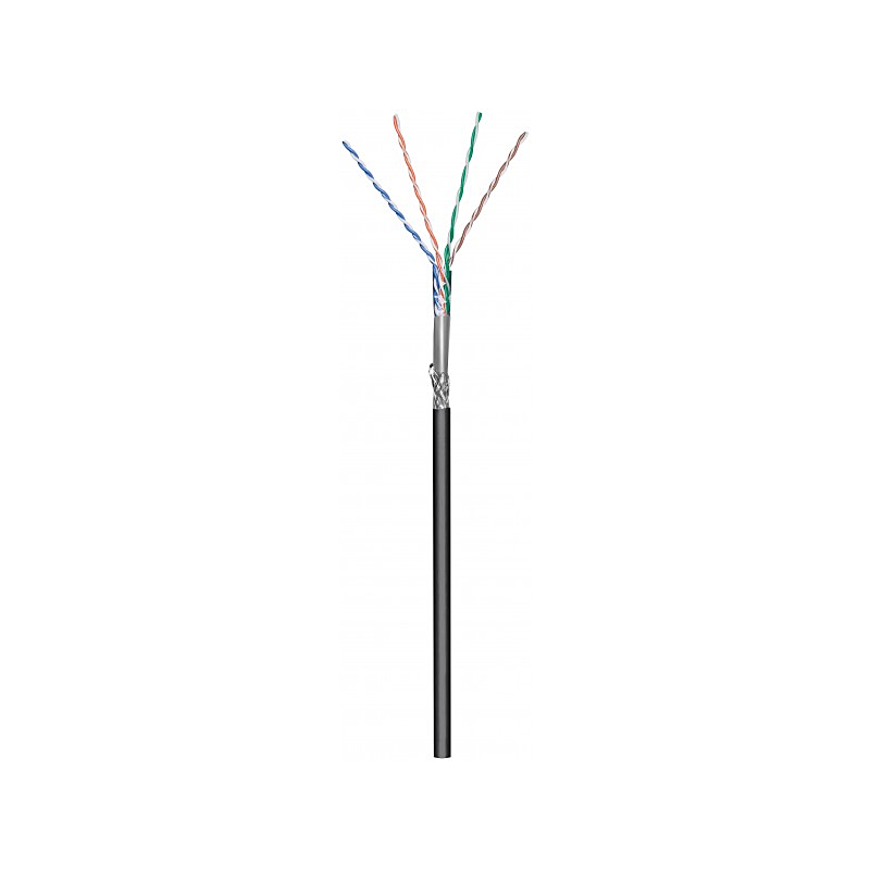 Kabel zewnętrzny CAT6 SF/UTP 305m na szpuli sztywny czarny CCA