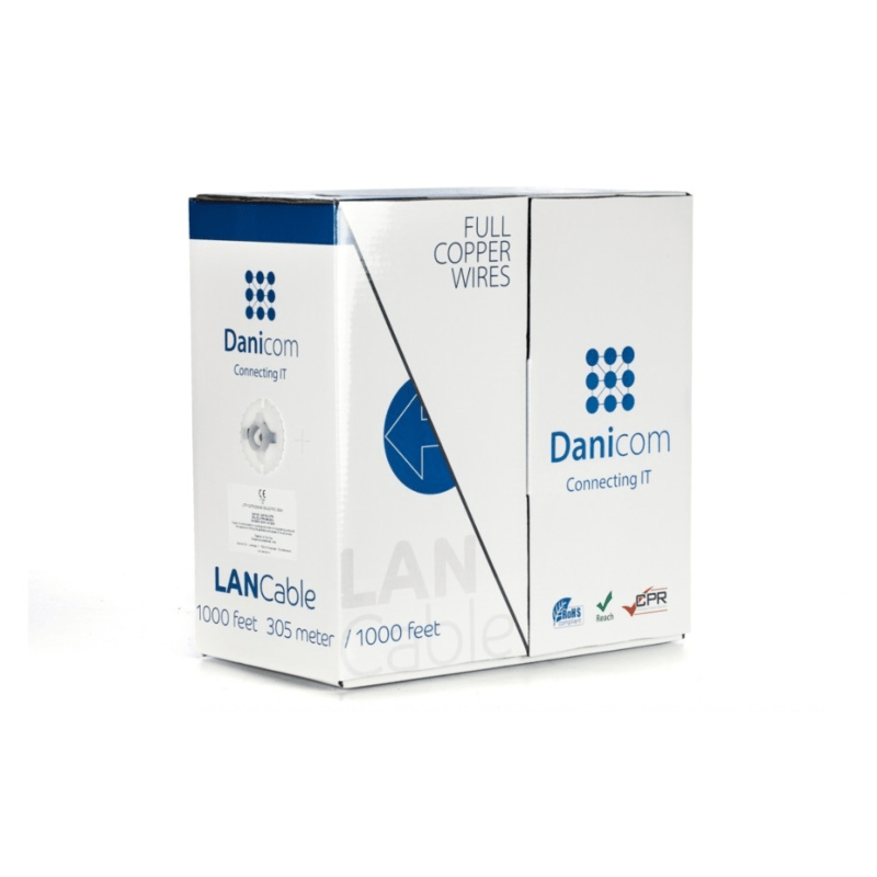 Kabel DANICOM CAT6 100% miedziany UTP 305m na rolce sztywny - LSZH (Cca)