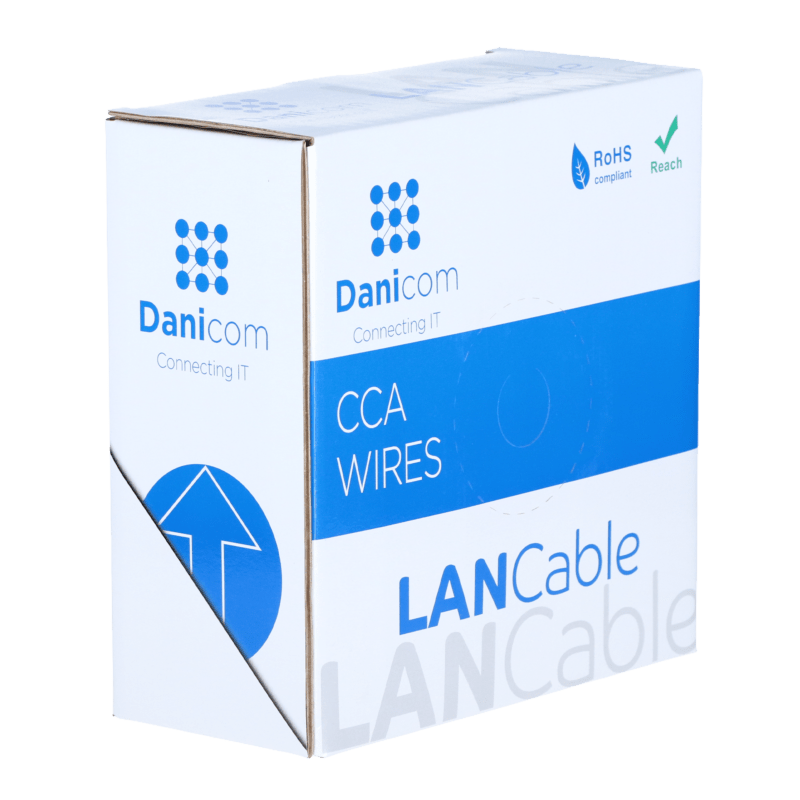 Kabel CAT6 SF/UTP 50m na szpuli elastyczny szary CCA