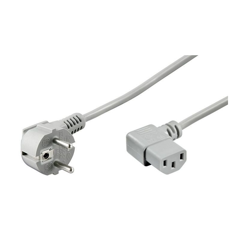 Kabel zasilający Schuko do C13 kątowy 2m szary