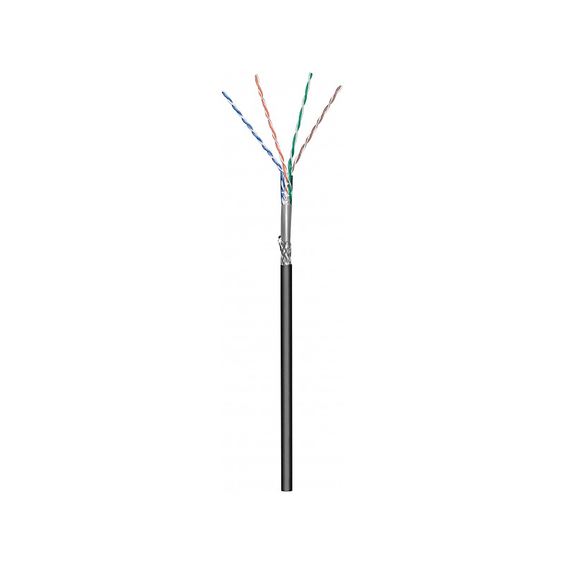 Kabel zewnętrzny CAT6 SF/UTP 100m na szpuli, elastyczny, czarny, CCA