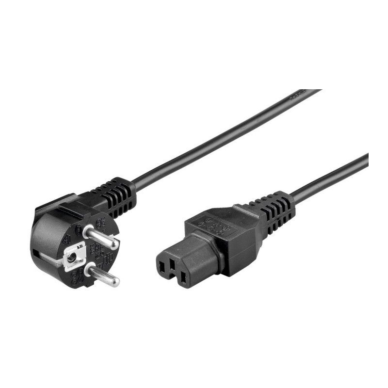 Kabel zasilający kątowy Schuko do C15 2m czarny