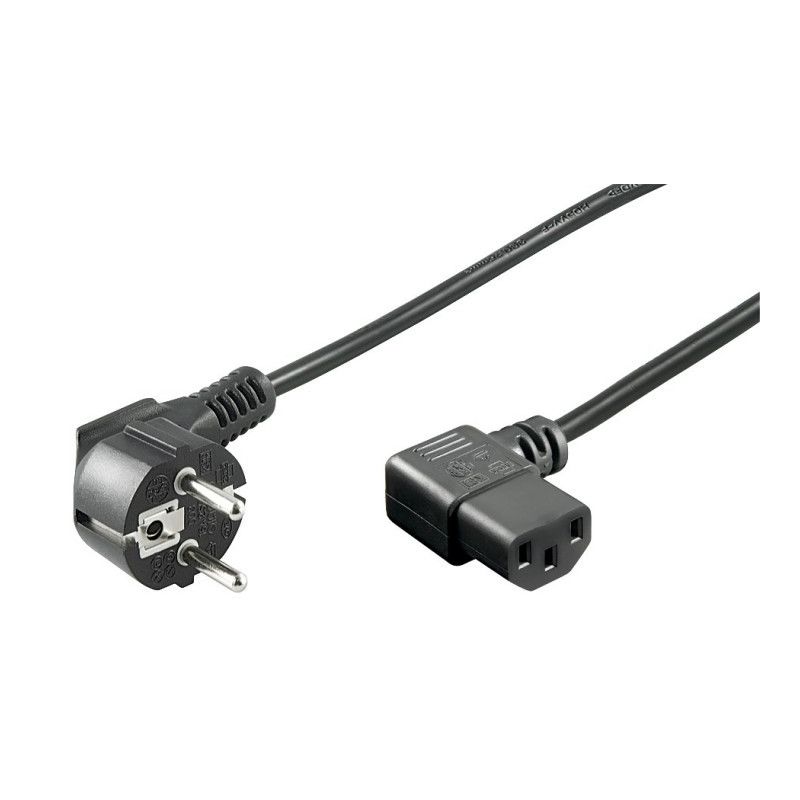 Kabel zasilający Schuko do C13 kątowy 3m czarny