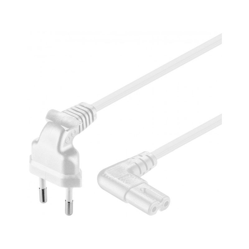 Kabel zasilający kątowy wtyk euro do C7 2m biały