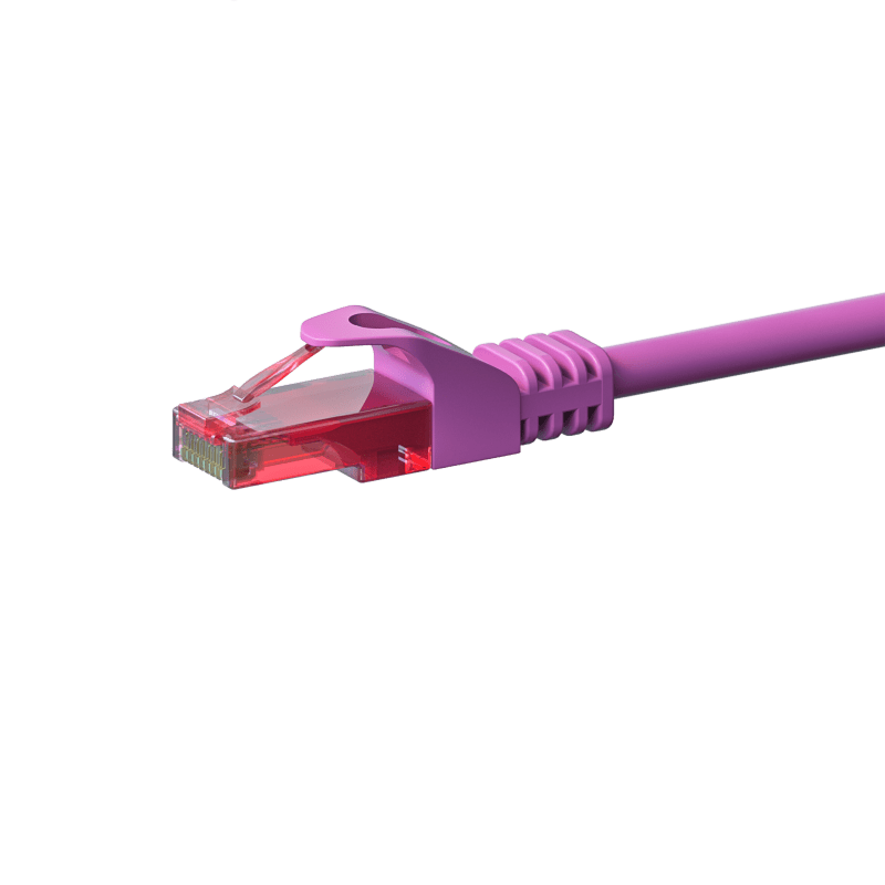 Kabel krosowy UTP CAT6 0,15 m różowy - 100% miedzi