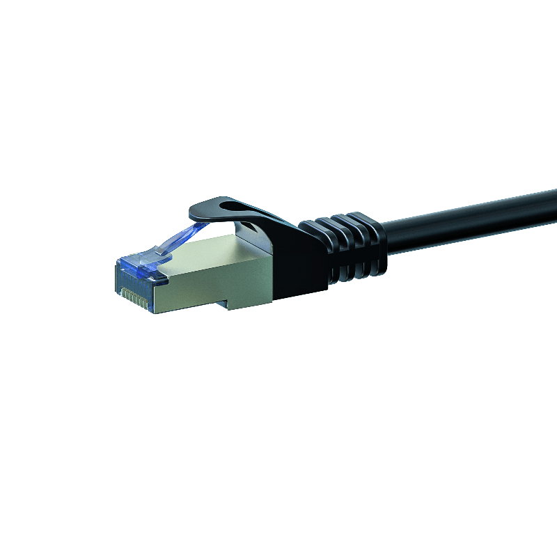 Kabel krosowy CAT6a S/FTP (PIMF) 0,25 m czarny