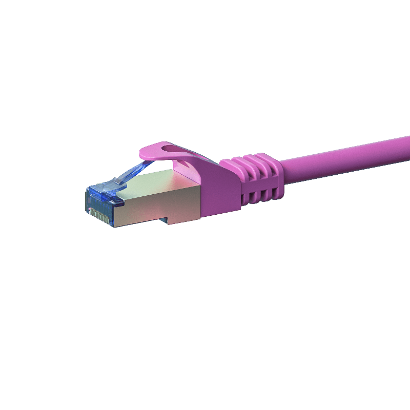 Kabel krosowy CAT6a S/FTP (PIMF) 0,25 m różowy