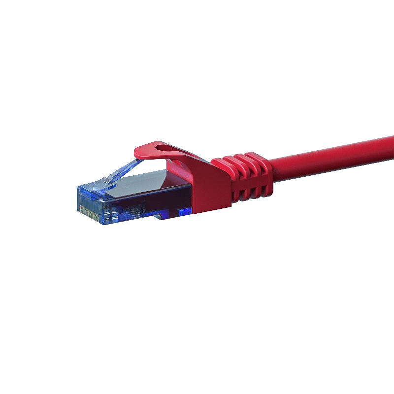 Kabel krosowy UTP CAT6a 0,25m czerwony - 100% miedź