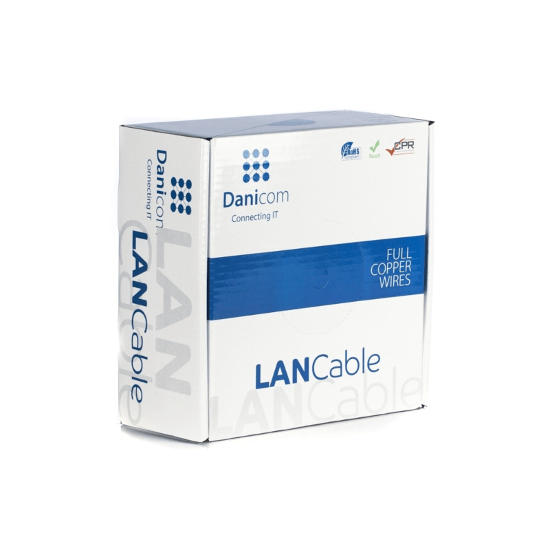 Kabel DANICOM CAT6 UTP 100m na rolce, sztywny - LSZH (Dca)