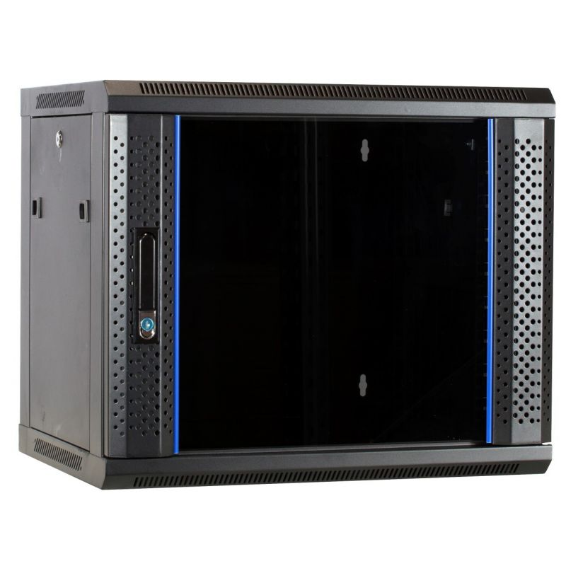 Szafka ścienna 9U z drzwiami szklanymi 600x450x500mm (szer. x gł. x wys.)