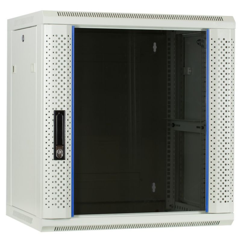 Szafka ścienna biała 12U z drzwiami szklanymi 600x450x635 mm (szer. x gł. x wys.)